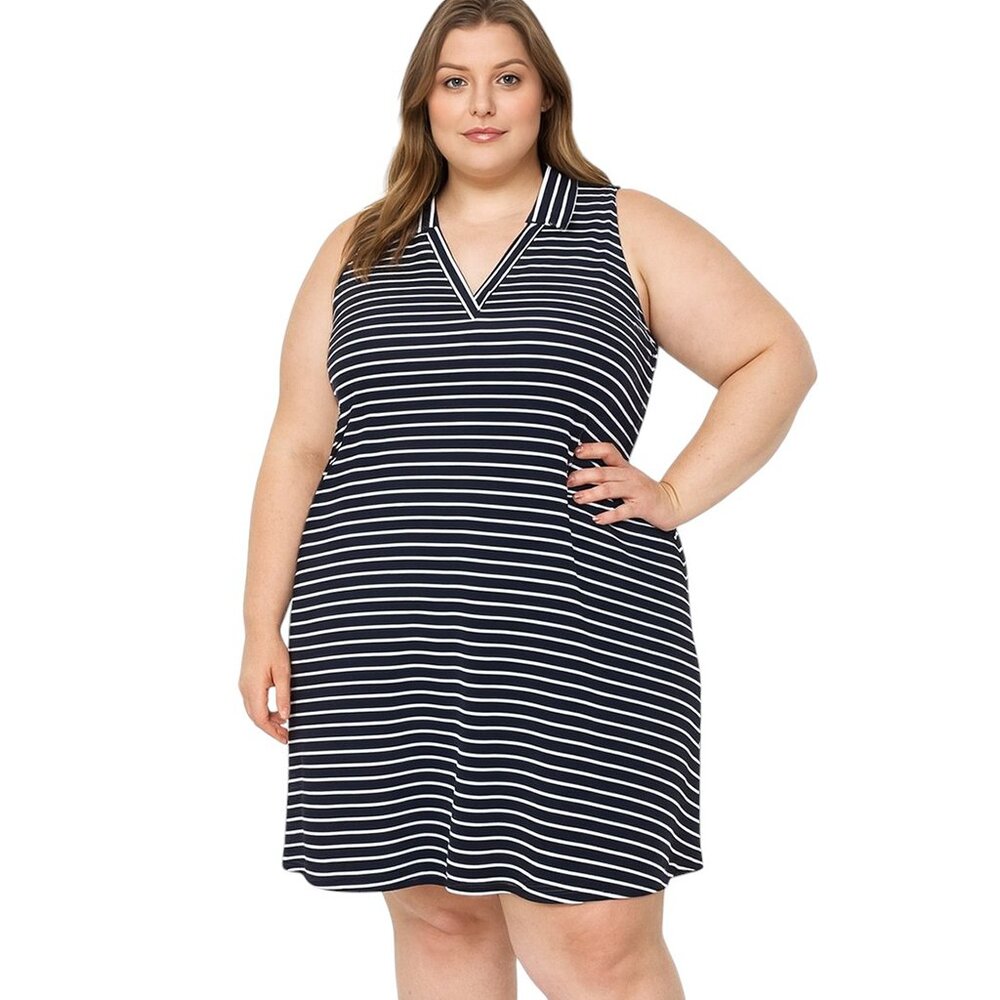 NWT Leota Dress Nautical Preppy Minimalist Coastal Casual Stripe Blue Size 4L 4X